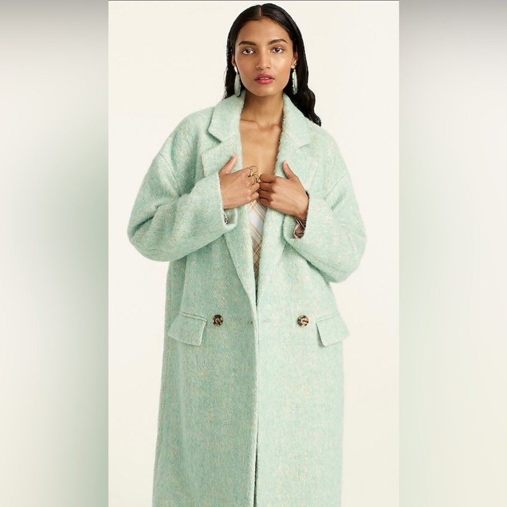 JCREW Relaxed topcoat in Italian brushed wool blend WINTERMINT XXS